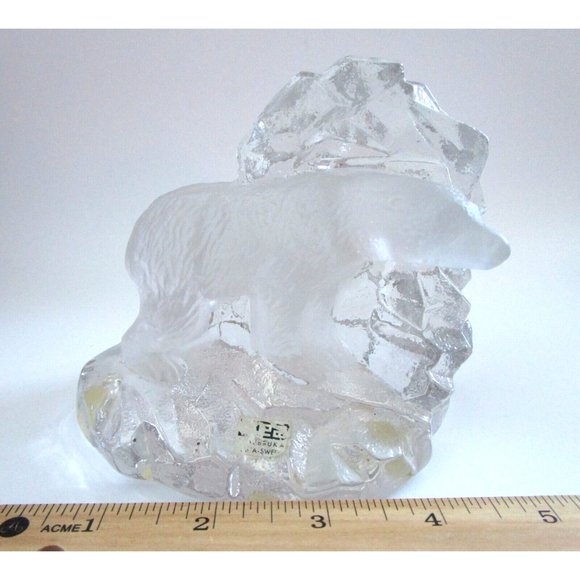 Bergdala Sweden Polar Bear in Ice Art Glass Paperweight/Sculpture Crystal  - VTG - Picture 14 of 16